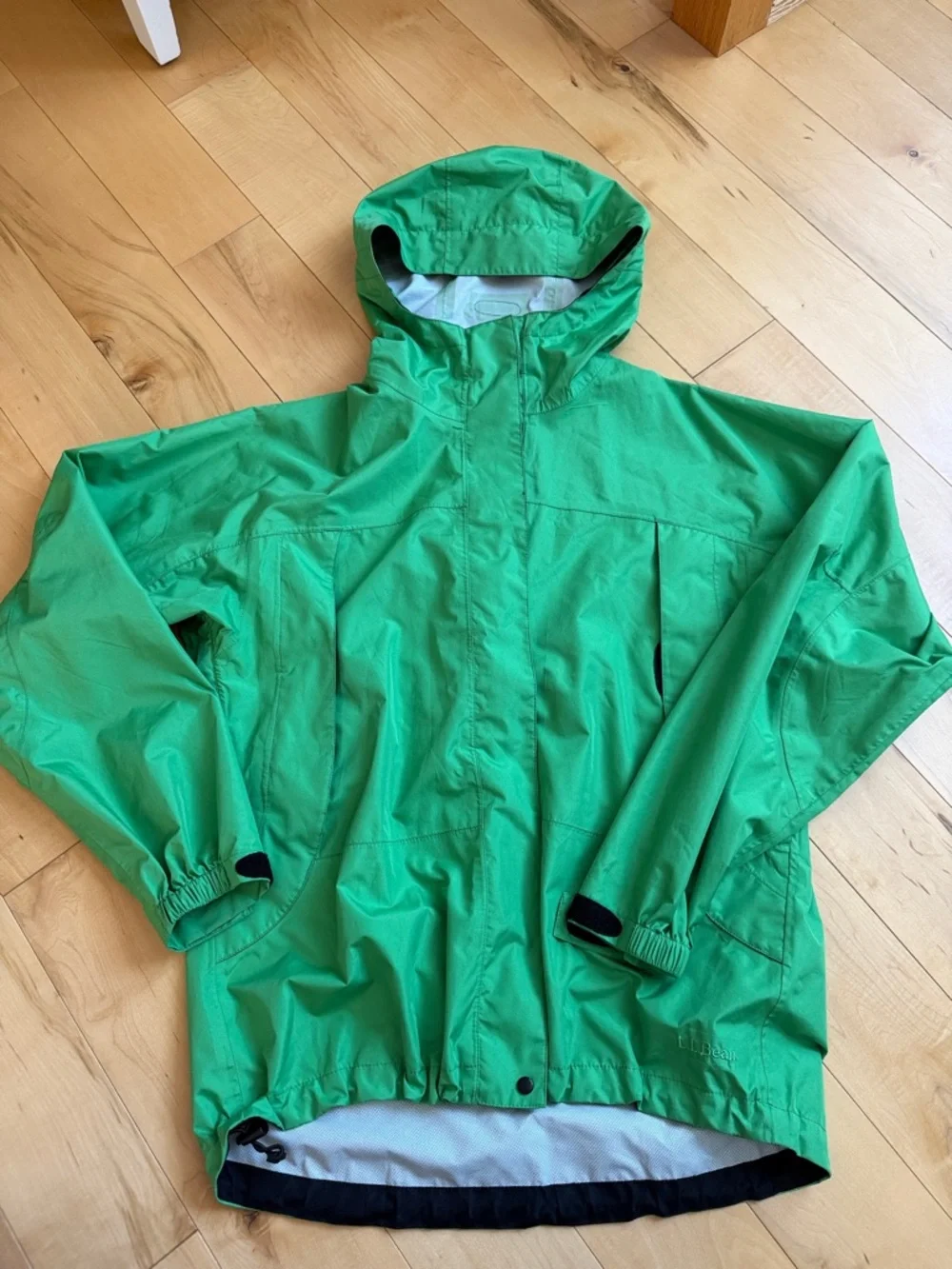 L.L. Bean Green Hooded Rain Jacket